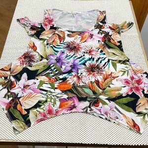 Boston Proper Cold Shoulder Floral Top - Sz S